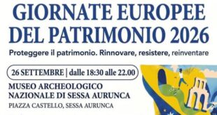 Sessa Aurunca – Giornate Europee del Patrimonio 2026: “Proteggere il patrimonio. Rinnovare, resistere, reinventare”. Ecco l’appuntamento